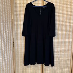 Lane Bryant Womens 26/28 Dress Black 3/4 Sleeves A-Line Back Zipper Whimsigoth